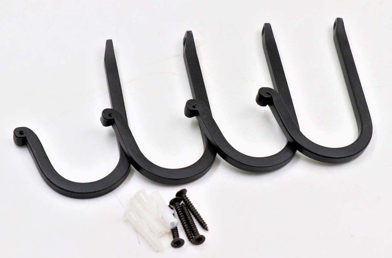 THDC Single Prong Wrought Iron Hooks, Vintage Hand Forged Iron Curved Metal Fasteners – Decorative Colonial Wall Décor, Heavy Duty Wall Hooks, Hangers for Keys, Coats, Robe, Bags, Home, Kitchen (4) - Image 3