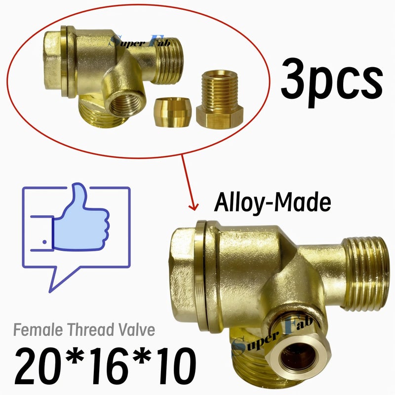 3Pcs Check Valve Kit 20x16x10mm Female Thread Aluminum Air Compressor Non Return Valve - Image 2