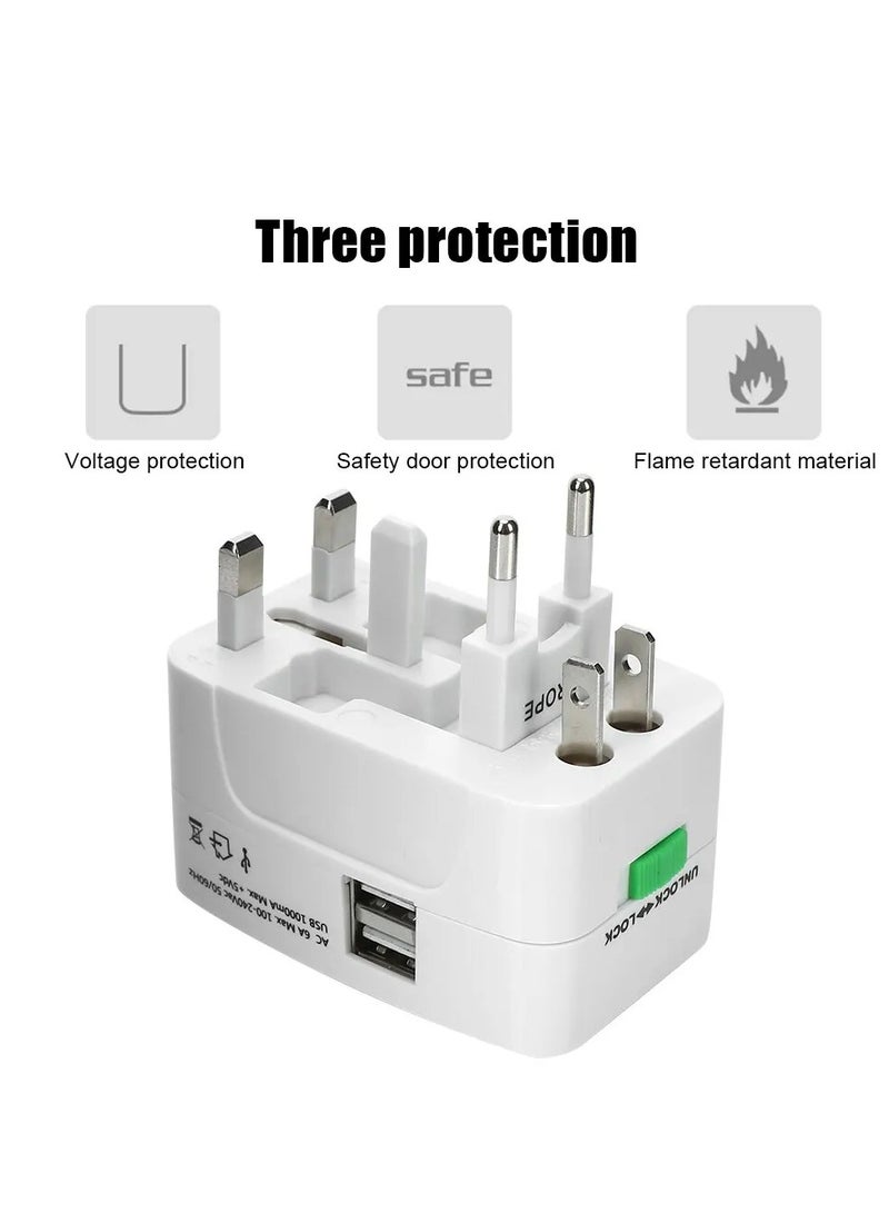 العالمي المتبني الاتحاد الأفريقي الولايات المتحدة المملكة المتحدة محول الكل في واحد 2 منافذ USB السفر العالمي التيار المتناوب مهايئ شاحن الطاقة محول التوصيل الدولي - Image 5