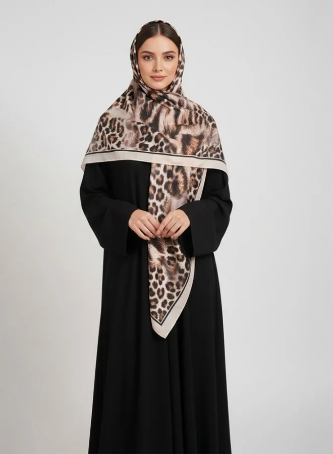 عبايات لمحة طرحة ليوبارد نود – نقشة فهد بدرجات ناعمة