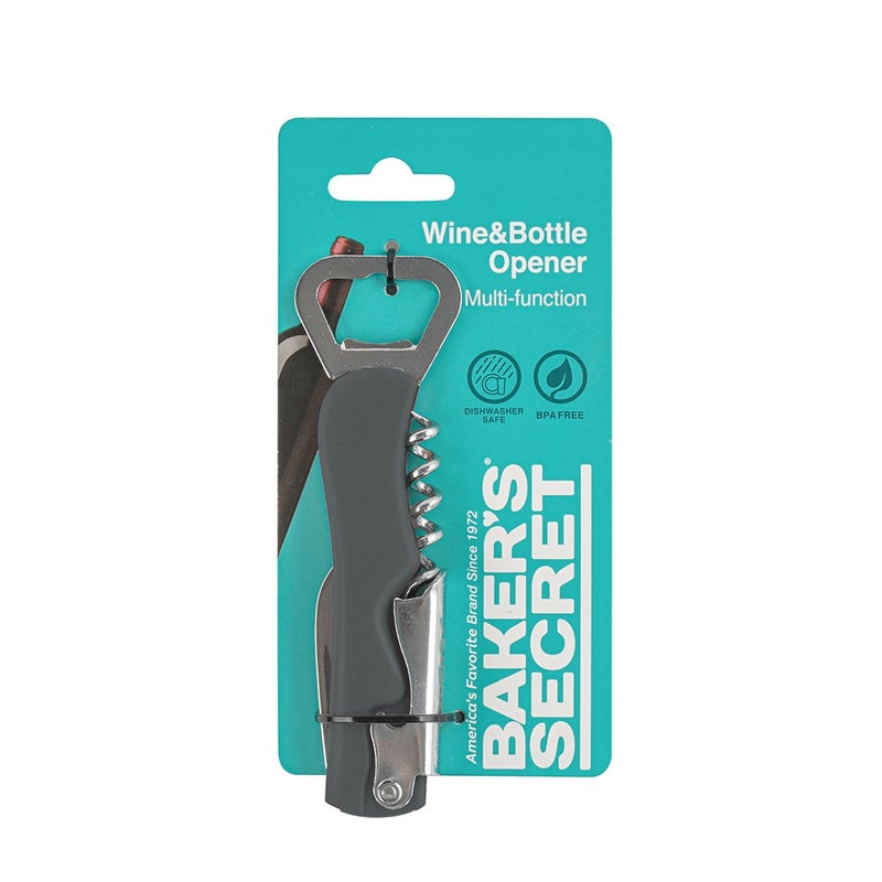 Baker's Secret فتاحة متعددة الوظائف المعدنية من بيكرز سيكريت 13.6 سم – أداة مطبخ متينة لفتح الزجاجات والبرطمانات والعلب - Image 1
