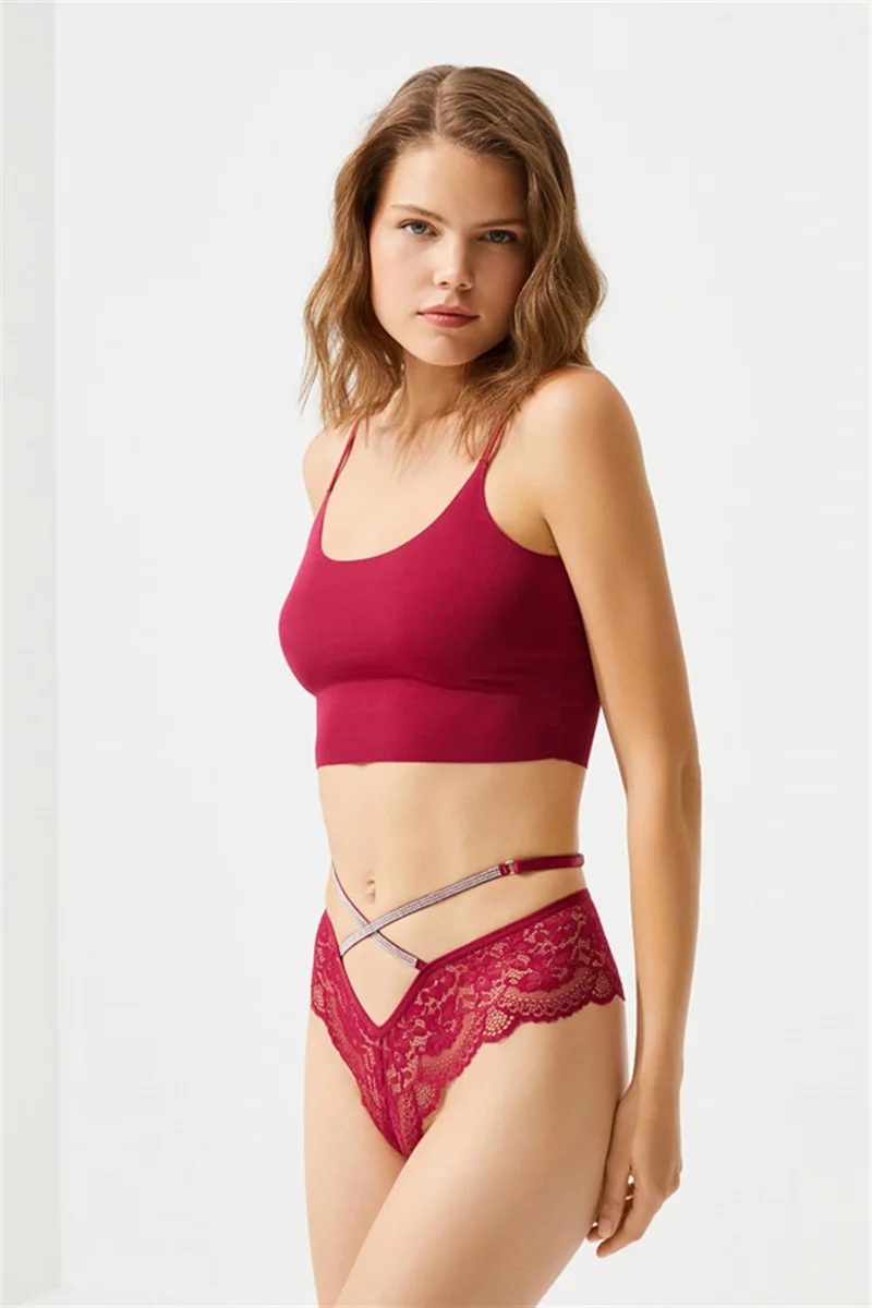 COTTONHILL Lace Adjustable Elastic Stone Brazilian Panties 5 Pack