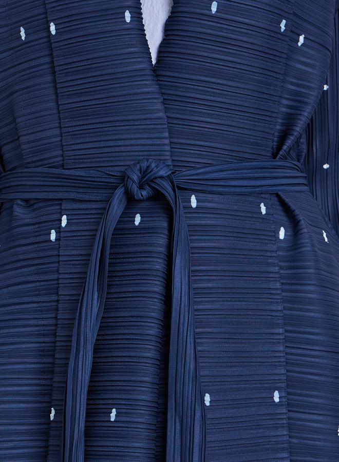 Take Two Floral Printed Textured Pleated Long Sleeve Abaya - Image 4