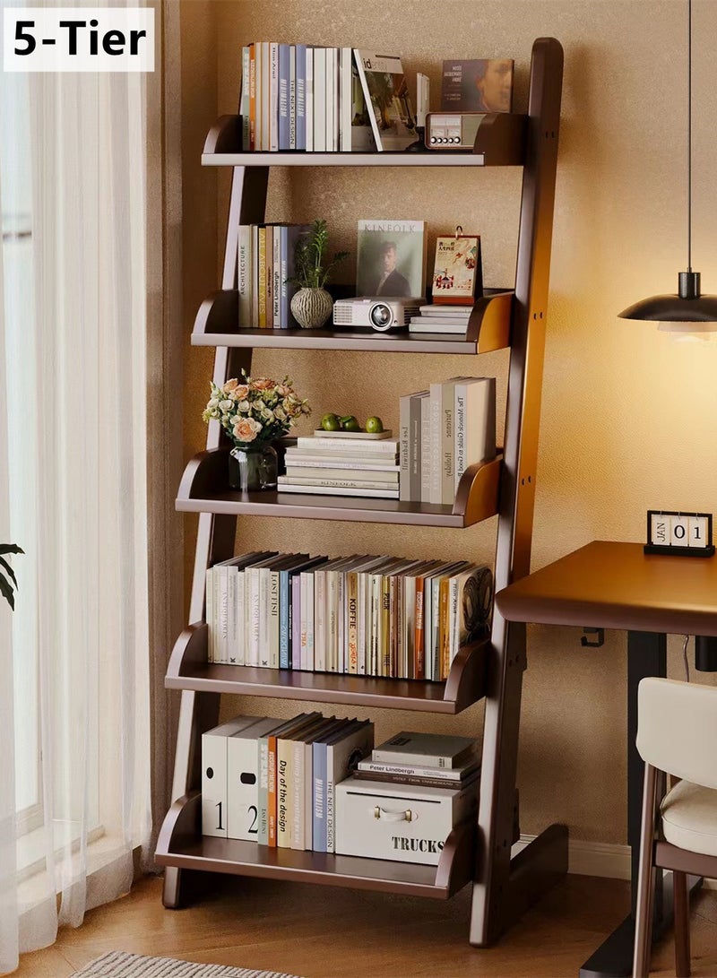 Kutis 5-Tier Wood Bookcase Bookshelf Shelving Display Storage Unit Office Living Room Furniture Brown 70 x 40.5 x 159 cm - Image 1