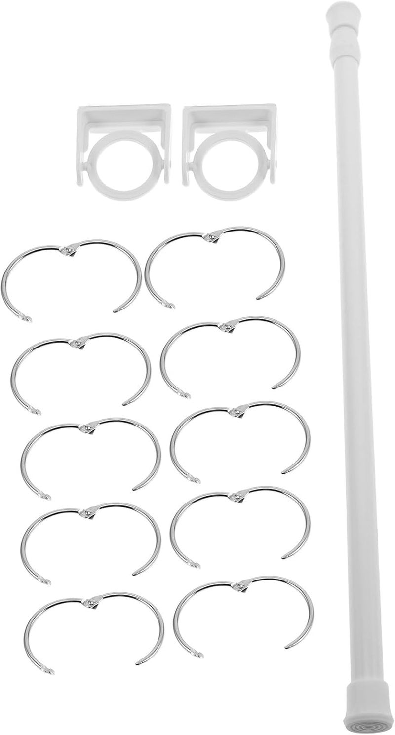 Zerodeko Adjustable Spring Tension Curtain Rod 40-70cm Rust-resistant No Drilling Window Rod with 8 Loops for Bathroom Kitchen Closet Doors - Image 1
