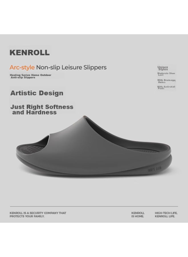 Kenroll Uni Home Bathroom Anti-slip Slippers Comfortable Lightweight Slides Graphite Black Size 44-45 - Image 1