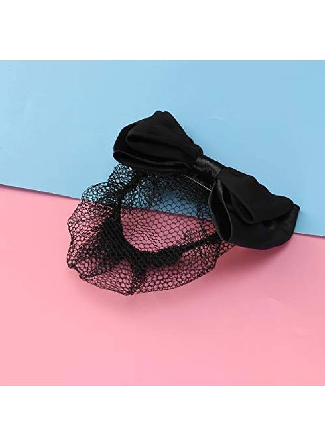 Artibetter - Barrette Hairnet Women Hair Bun Cover Net Snood Bowknot Decor Hair Clip 2Pcs - Image 1