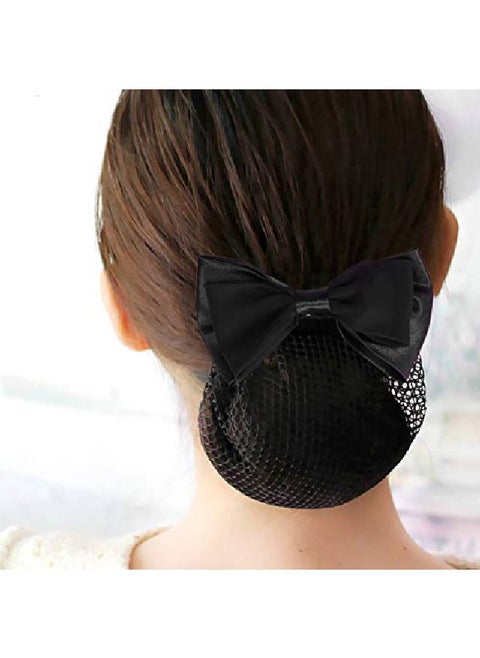 Barrette Hairnet Women Hair Bun Cover Net Snood Bowknot Decor Hair Clip 2Pcs