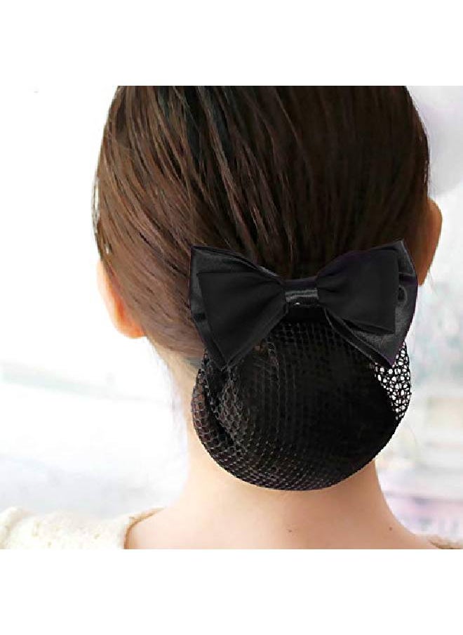 Artibetter - Barrette Hairnet Women Hair Bun Cover Net Snood Bowknot Decor Hair Clip 2Pcs - Image 1