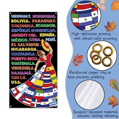 Yarcooly Hispanic Heritage Month Door Cover Latin American Banner Spanish Classroom Decorations National Hispanic Heritage Month Decorations for Classroom Home - Image 4