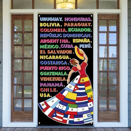 Yarcooly Hispanic Heritage Month Door Cover Latin American Banner Spanish Classroom Decorations National Hispanic Heritage Month Decorations for Classroom Home - Image 1