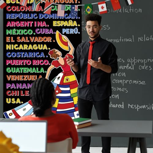 Yarcooly Hispanic Heritage Month Door Cover Latin American Banner Spanish Classroom Decorations National Hispanic Heritage Month Decorations for Classroom Home - Image 2