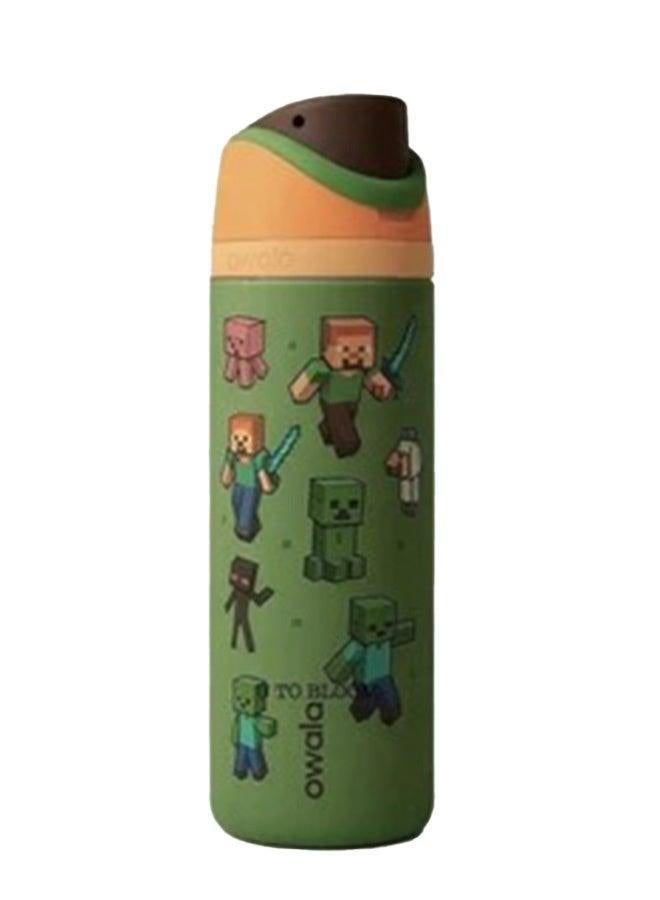 زجاجة مياه معزولة من الفولاذ المقاوم للصدأ (Minecraft 32OZ) FreeSip مزودة بقشة للرياضة والسفر والمدرسة زجاجة مياه رياضية خالية من مادة BPAزجاجة مياه معزولة من الفولاذ المقاوم للصدأ (FreeSip) مزودة بقشة للرياضة والسفر والمدرسة زجاجة مياه رياضية خالية من مادة BPA - Image 3