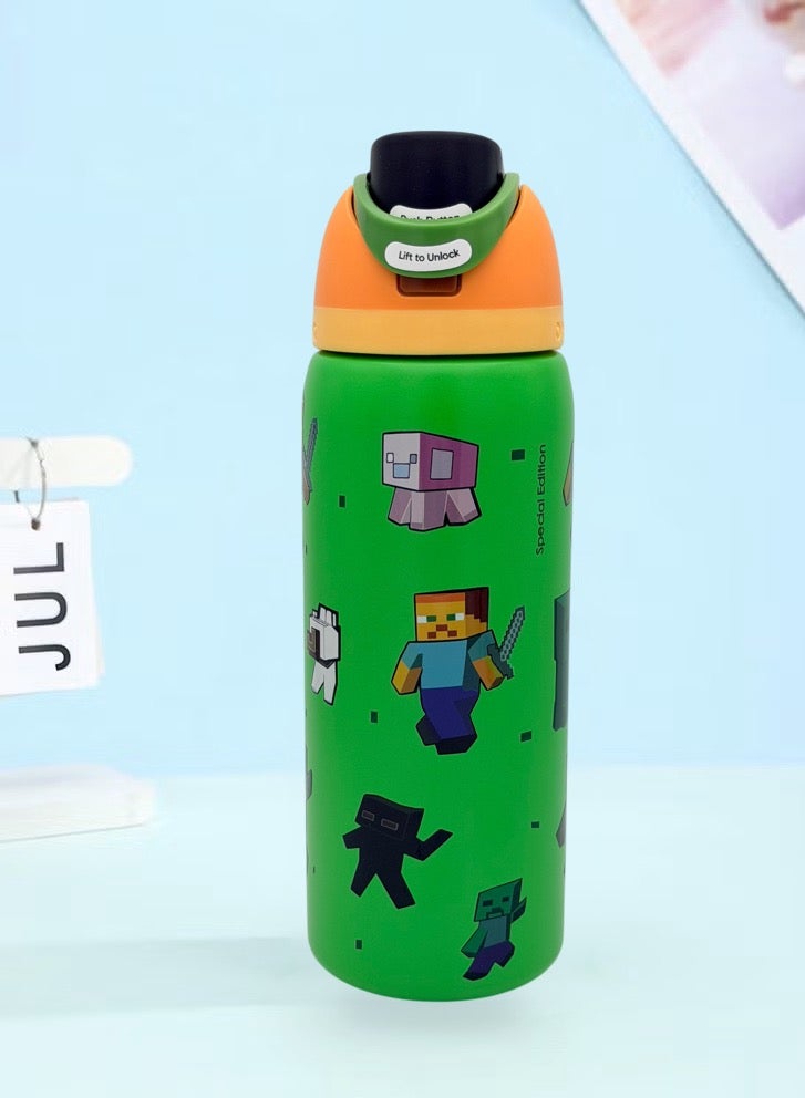 Owala （Minecraft 32OZ）FreeSip Insulated Stainless Steel Water Bottle with Straw for Sports, Travel, and School BPA-Free Sports Water BottleFreeSip Insulated Stainless Steel Water Bottle with Straw for Sports, Travel, and School BPA-Free Sports Water Bottle - Image 1
