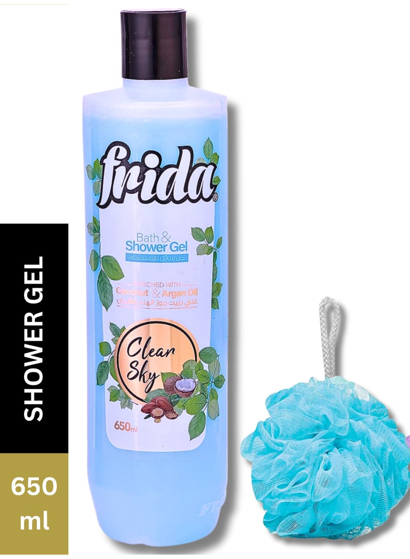 Frida Bath & Shower Gel - Clear Sky, 650ml + Lofa Multi Color - Image 1