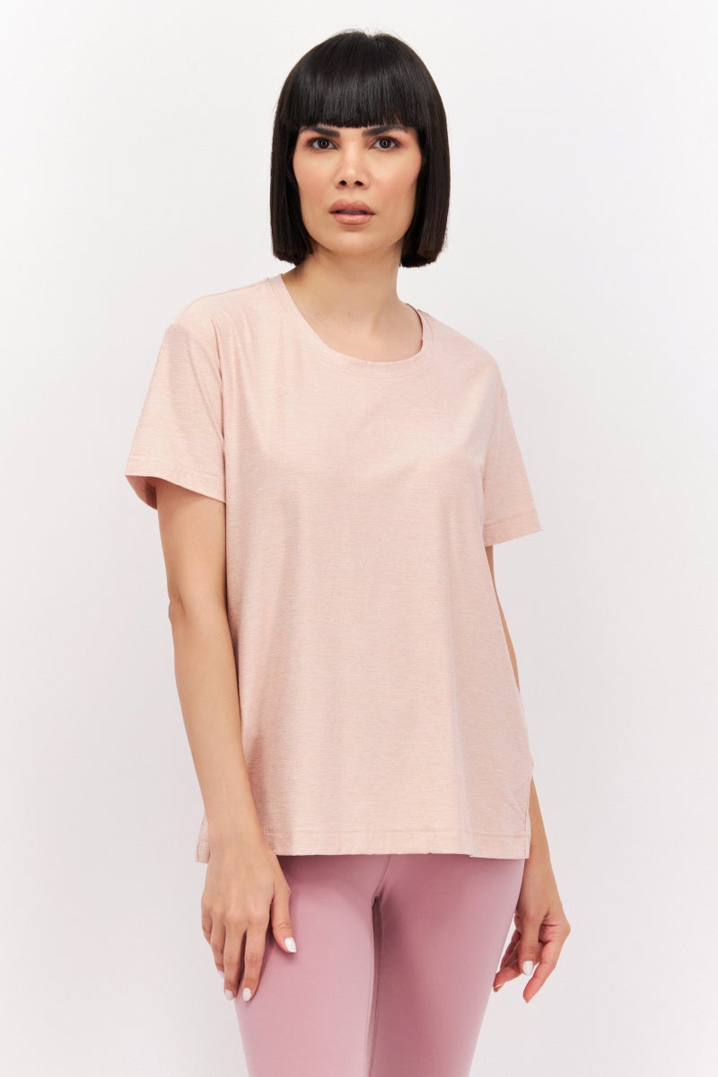 PUMA Women Sportswear Fit Short Sleeve Yoga T-Shirt, Heather Rose - Image 1