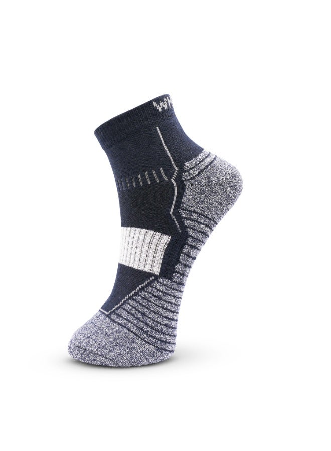 الورقة البيضاء 3 أزواج من الجوارب الرجالية القصيرة نصف تيري – قابلة للتنفس، ماصة للرطوبة، ثابتة – رمادي فاتح، رمادي غامق، أزرق | مناسبة لجميع الفصول، ملابس العمل غير الرسمية، مقاس واحد - Image 2