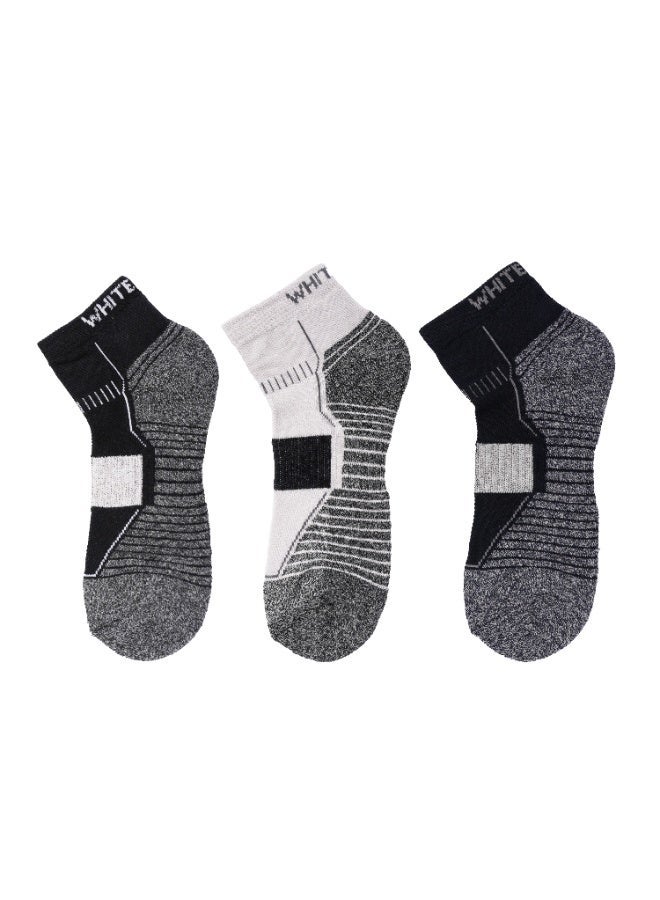 الورقة البيضاء 3 أزواج من الجوارب الرجالية القصيرة نصف تيري – قابلة للتنفس، ماصة للرطوبة، ثابتة – رمادي فاتح، رمادي غامق، أزرق | مناسبة لجميع الفصول، ملابس العمل غير الرسمية، مقاس واحد - Image 5