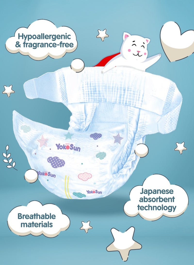 YokoSun YokoSun Baby Diapers, Size 2 / S (up to 6 kg), 64 pcs – Ultra-Soft, Hypoallergenic Nappies, Japanese Technology for Baby Skin Care, Leakproof with 12-Hour Dryness Protection  - Image 3