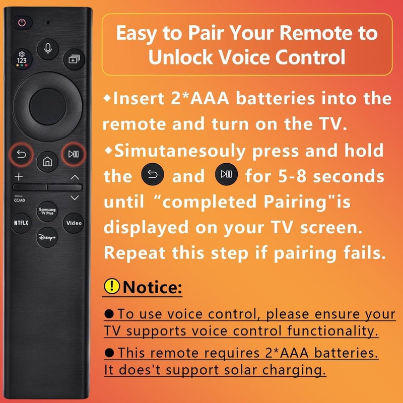 KPDP Original for Samsung-Smart-TV-Remote-Control-Replacement,Universal Remote for 2016 2024 Samsung Frame Curved Crystal Smart TVs, with Voice Control - Image 3