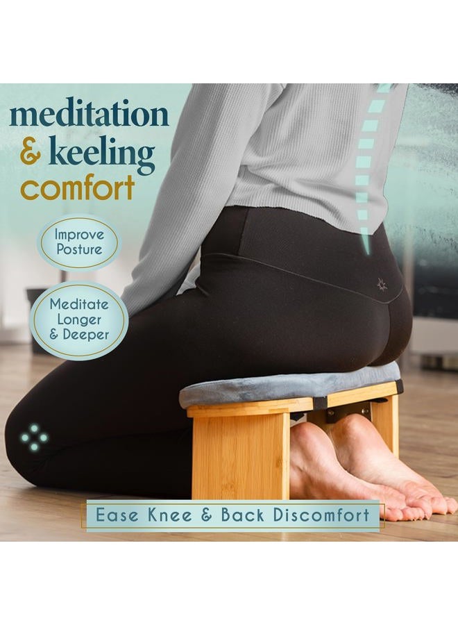 Florensi Meditation Bench (18"x7"x6"), Bamboo, Foldable & Ergonomic Meditation Stool, Sturdy Prayer Bench, Comfortable for Kneeling or Sitting, Perfect for Deeper & Longer Meditation - Image 3
