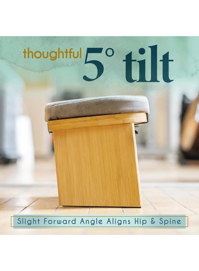 Florensi Meditation Bench (18"x7"x6"), Bamboo, Foldable & Ergonomic Meditation Stool, Sturdy Prayer Bench, Comfortable for Kneeling or Sitting, Perfect for Deeper & Longer Meditation - Image 4