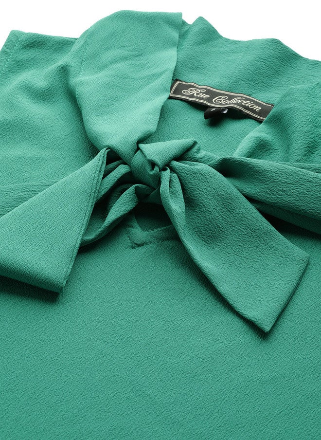 Rue Collection بلوزة خضراء بدون أكمام بتصميم رباط للنساء - Image 2