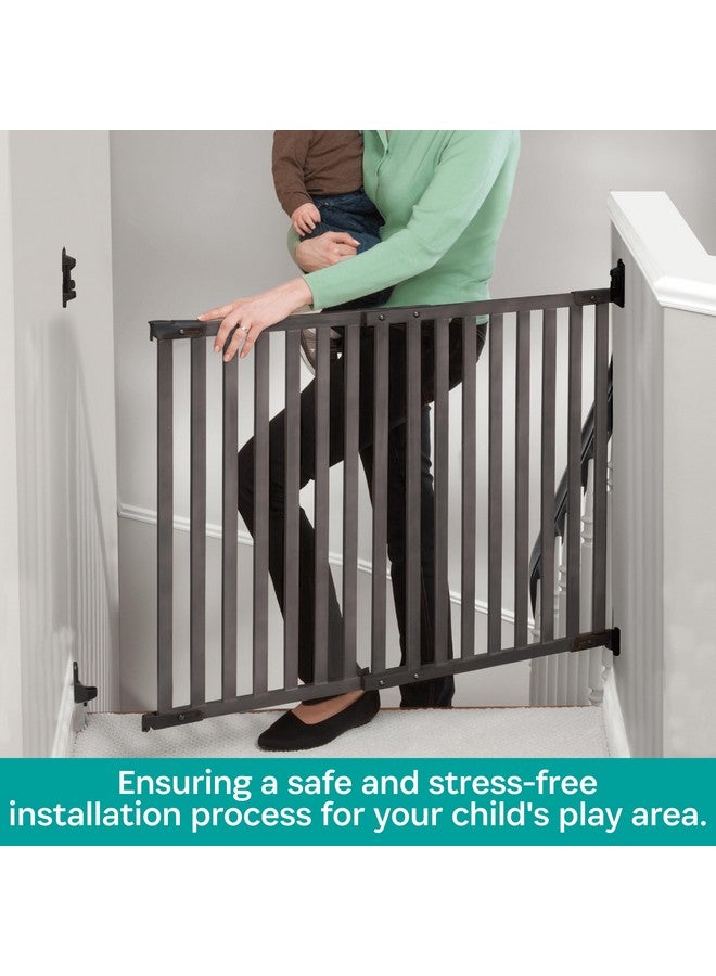 KidCo G2304 Bamboo Angle Mount Safeway Gate - Top of Stairs Quick Release Baby Gate (Gray) - Image 1