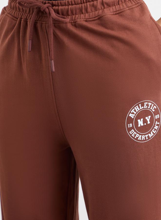 Styli Brown Tapered Joggers with Graphic Print - Image 3