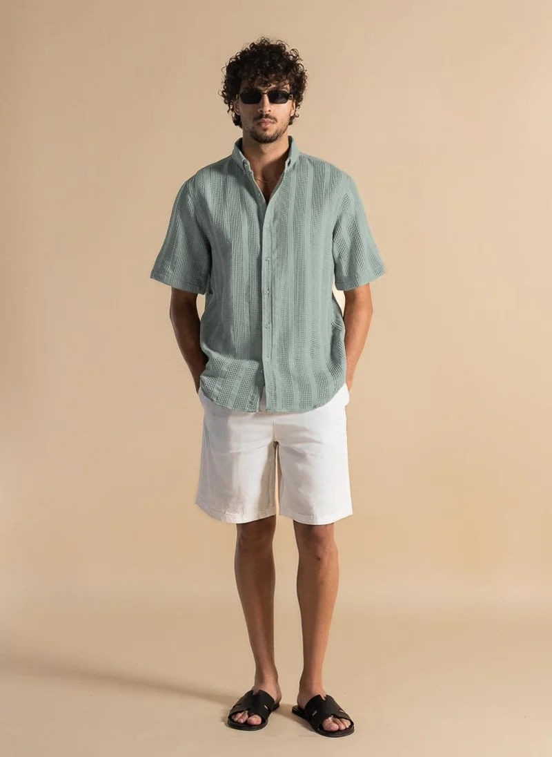 SHAPES TEXTURED COTTON SHIRT