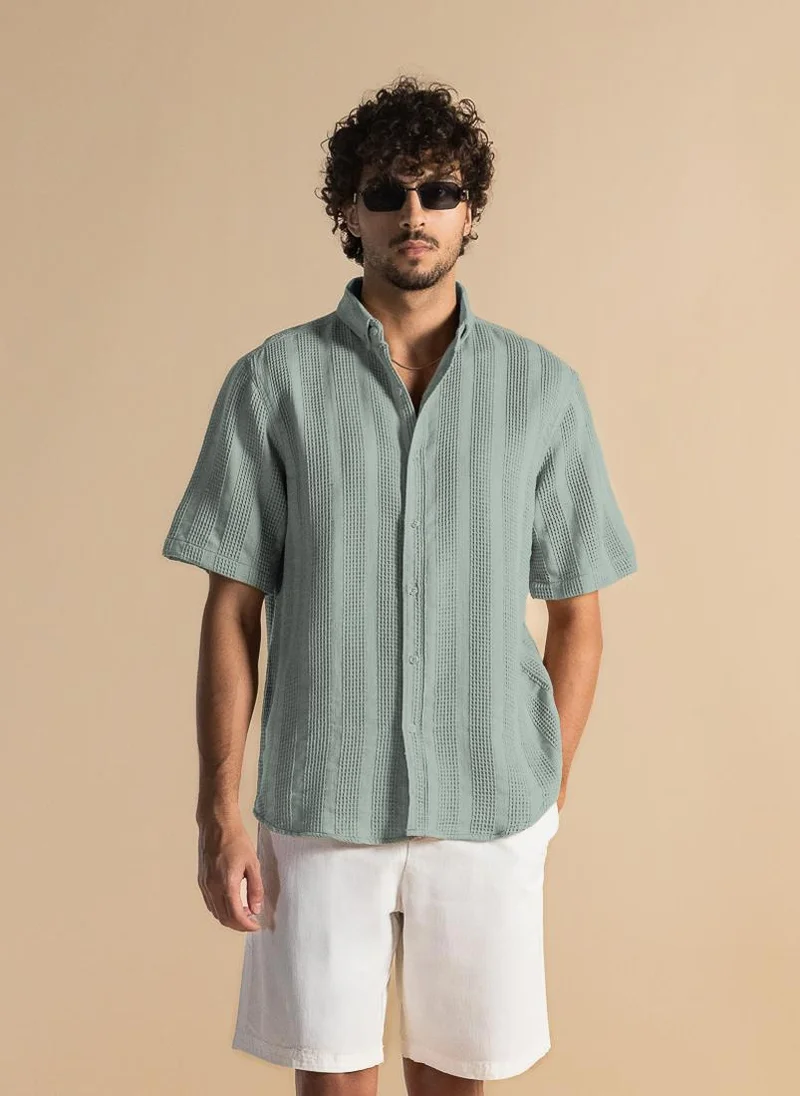 SHAPES TEXTURED COTTON SHIRT