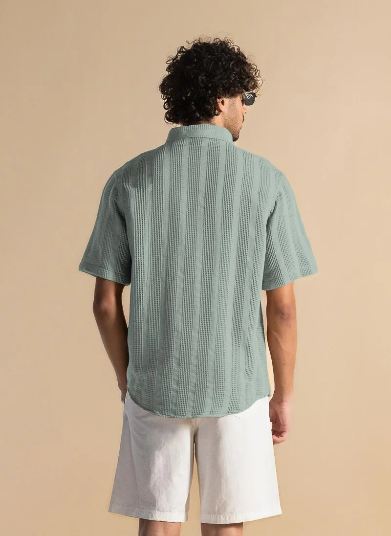 SHAPES TEXTURED COTTON SHIRT