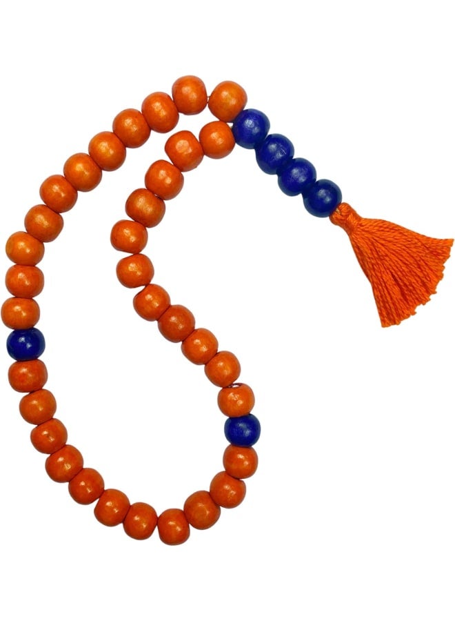 Misbaha Wooden Lacquered Tasbeeh, 33 Prayer Beads, Beautiful Colours, Great as a Gift, Comes in Jute Pouch (Orange)  - Image 1