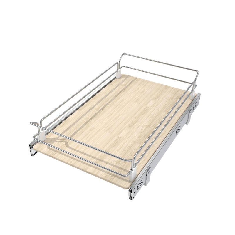 STORKING Pull Out Cabinet Organizer 15" W X 22" D, Slide Out Drawers For Kitchen Organizers and Storage, Pull Out Drawers For Cabinets Capacity Heavy Duty Caddy, Cabinet Shelves Wood Chrome, Pantry Storage - Image 1