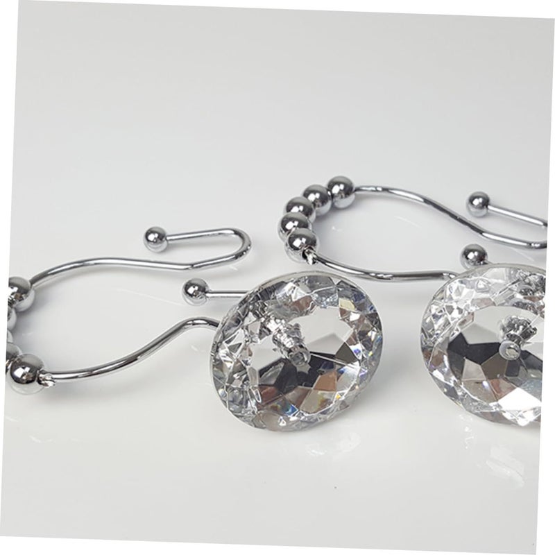 Stainless Steel Shower Curtain Hooks 12 Pack Rust Resistant Towel Hangers with Rhinestones - Image 3