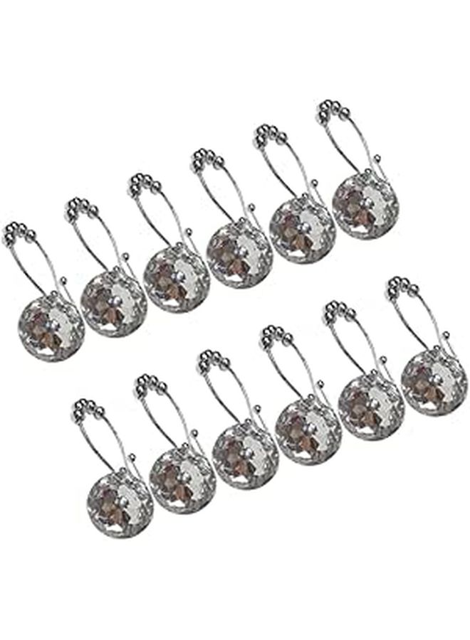 Stainless Steel Shower Curtain Hooks 12 Pack Rust Resistant Towel Hangers with Rhinestones - Image 1