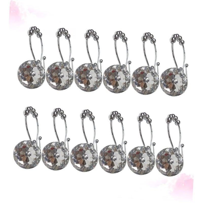 Stainless Steel Shower Curtain Hooks 12 Pack Rust Resistant Towel Hangers with Rhinestones - Image 5