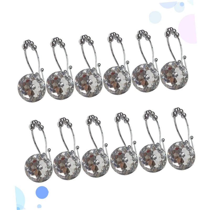 Stainless Steel Shower Curtain Hooks 12 Pack Rust Resistant Towel Hangers with Rhinestones - Image 4