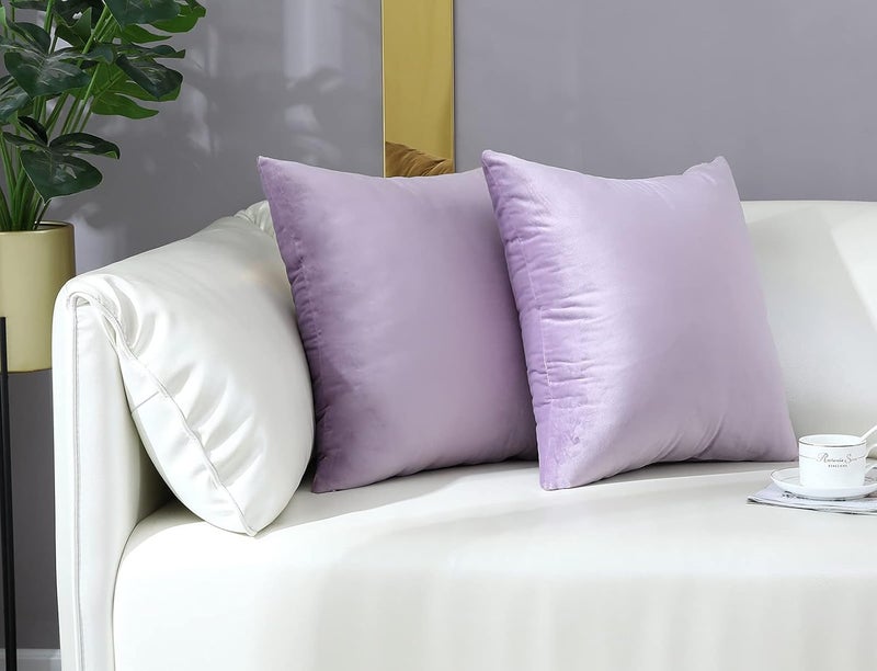 mixeoo Comfortable Lavender Pillow Covers, Decorative Pillows, Decorative Throw Pillows, Decorative, Square, Solid, Thick, Velvet, Super Soft, Home Decor for Sofa, Couch, Living Room, Chair, Set of 2 - Image 3
