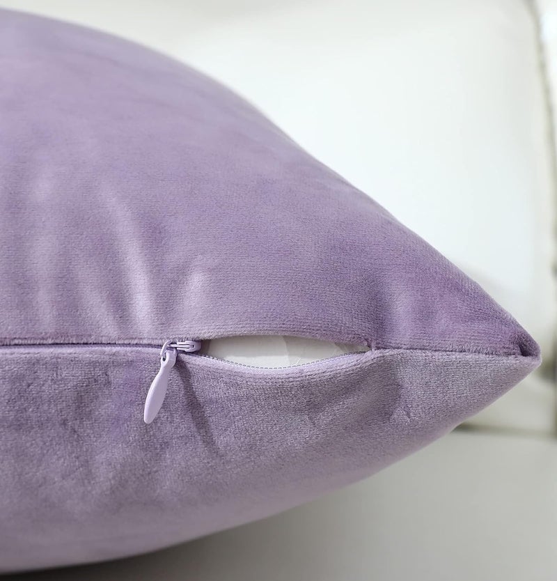 mixeoo Comfortable Lavender Pillow Covers, Decorative Pillows, Decorative Throw Pillows, Decorative, Square, Solid, Thick, Velvet, Super Soft, Home Decor for Sofa, Couch, Living Room, Chair, Set of 2 - Image 4