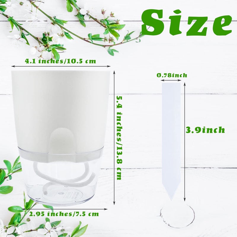 Haawooky 10 Pack Clear Self Watering Planters,4.1Inch Wicking Flower Pots,Plastic African Violet Pots with Watering Bottle Modern Decorative Planter for House Plants,Herbs,Indoor Plants - Image 2