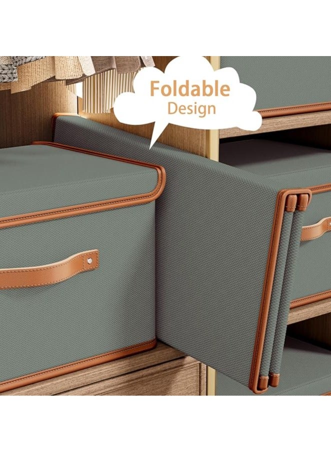 Arabest 2 Pack Storage Bins with Lids, Collapsible Closet Organizer Container, Fabric Organizer Box with Handles, Decorative Storage Boxes with Lids for Organizing Clothes, Blanket, Grey, Large - Image 5