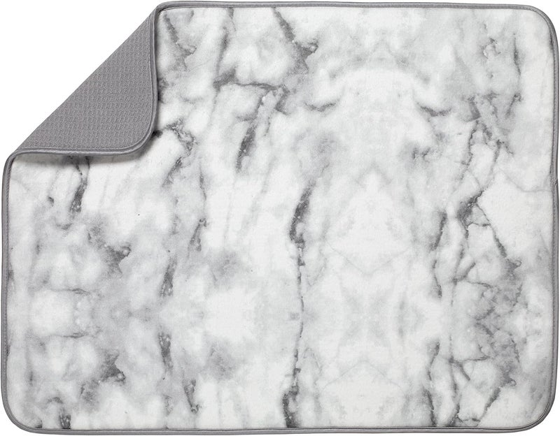 S&T INC. Absorbent, Reversible XL Microfiber Dish Drying Mat for Kitchen, 18 Inch x 24 Inch, Marble - Image 1