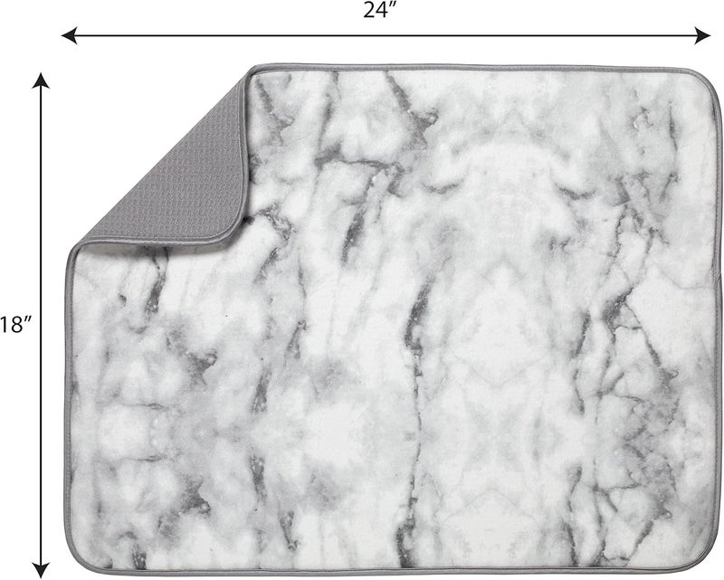 S&T INC. Absorbent, Reversible XL Microfiber Dish Drying Mat for Kitchen, 18 Inch x 24 Inch, Marble - Image 2