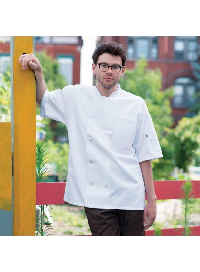 Uncommon Threads Unisex Montego Short Sleeve Chef Coat with Mesh, Black, X-Small - Image 3