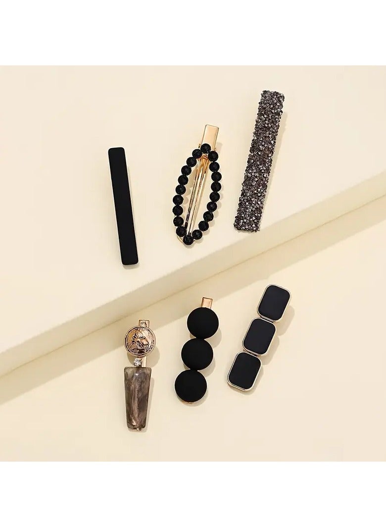 Goolsky 6pcs Zircon Embossed Hair Clips - Strong Hold & Stylish Hair Accessories for Beach, Daily & Party Looks - Image 2