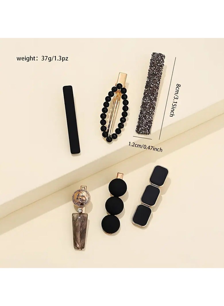 Goolsky 6pcs Zircon Embossed Hair Clips - Strong Hold & Stylish Hair Accessories for Beach, Daily & Party Looks - Image 3
