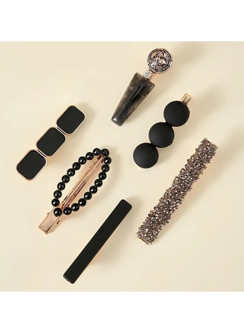 Goolsky 6pcs Zircon Embossed Hair Clips - Strong Hold & Stylish Hair Accessories for Beach, Daily & Party Looks - Image 5