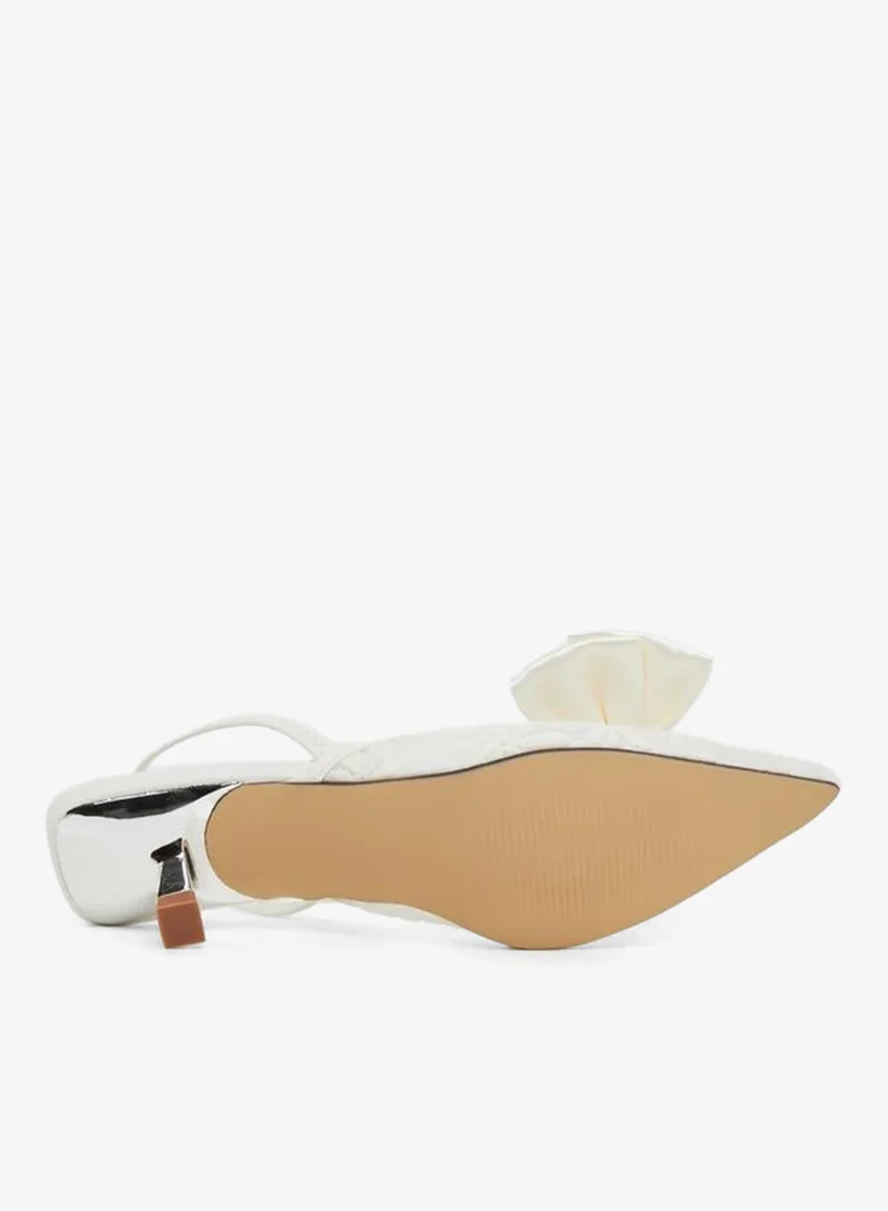 ستايلي حذاء ستيلي بكعب صغير مزين بفيونكة وتصميم زهري