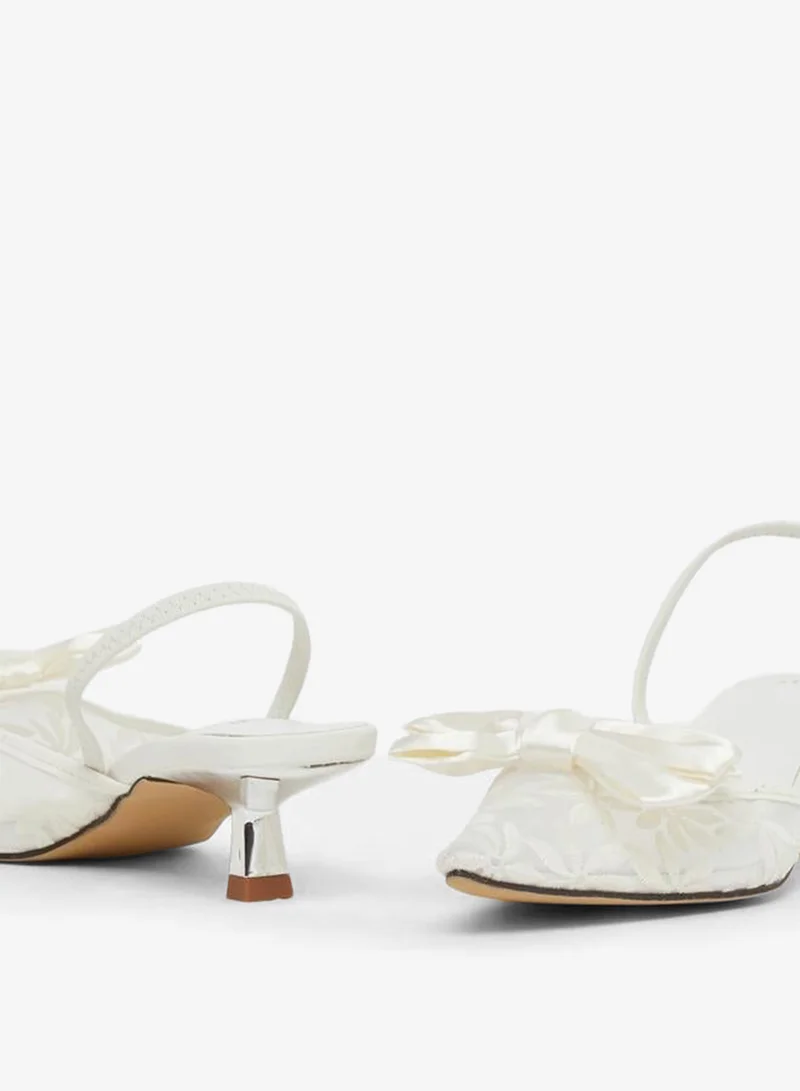 ستايلي حذاء ستيلي بكعب صغير مزين بفيونكة وتصميم زهري